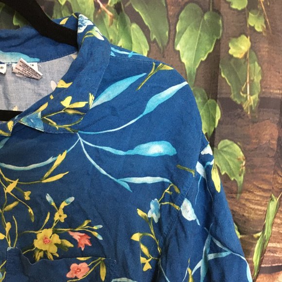 DPS Woman Tops - 🌷Blue Hawaiian Floral Shirt